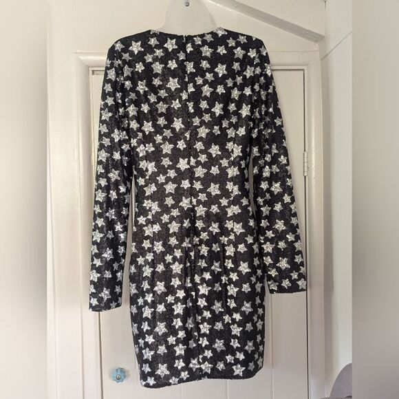 Black Halo Sequin Stars Dress 10 Whimsigoth Fairy Rebel Punk Glam Celestial - Picture 6 of 10